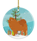 Chow Chow Merry Christmas Tree Ceramic Ornament Christmas Tree Hanging Decorations for Home Christmas Holiday, Party, Gift, 3 in, Multicolor