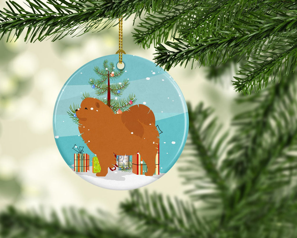 Chow Chow Merry Christmas Tree Ceramic Ornament Christmas Tree Hanging Decorations for Home Christmas Holiday, Party, Gift, 3 in, Multicolor