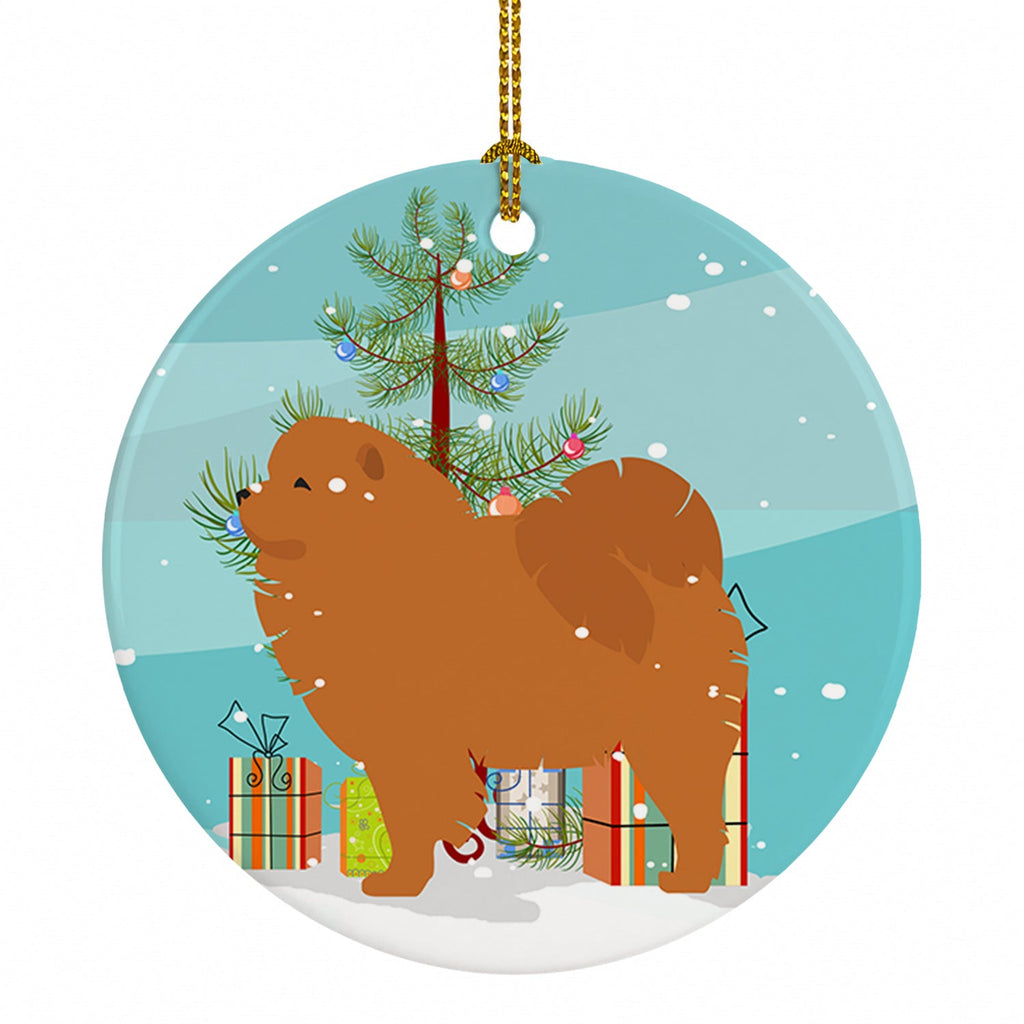 Chow Chow Merry Christmas Tree Ceramic Ornament Christmas Tree Hanging Decorations for Home Christmas Holiday, Party, Gift, 3 in, Multicolor