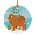 Chow Chow Merry Christmas Tree Ceramic Ornament Christmas Tree Hanging Decorations for Home Christmas Holiday, Party, Gift, 3 in, Multicolor