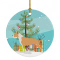 Staffordshire Bull Terrier Merry Christmas Tree Ceramic Ornament Christmas Tree Hanging Decorations for Home Christmas Holiday, Party, Gift, 3 in, Multicolor