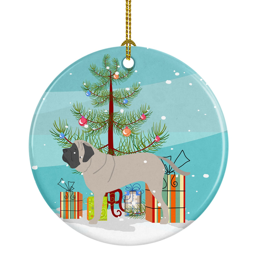 English Mastiff Merry Christmas Tree Ceramic Ornament Christmas Tree Hanging Decorations for Home Christmas Holiday, Party, Gift, 3 in, Multicolor