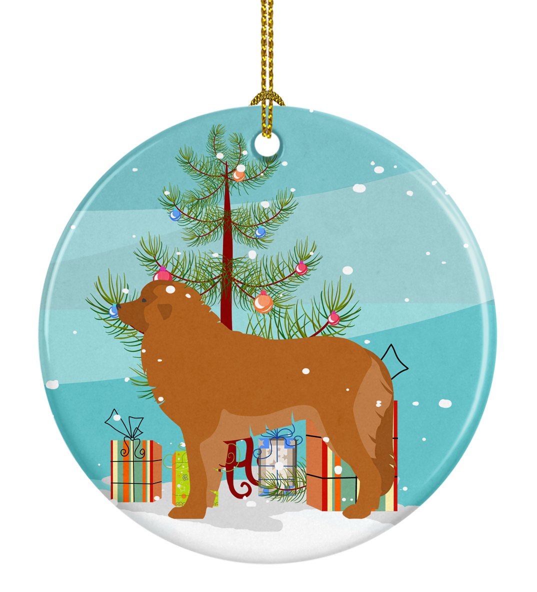 Leonberger Merry Christmas Tree Ceramic Ornament Christmas Tree Hanging Decorations for Home Christmas Holiday, Party, Gift, 3 in, Multicolor