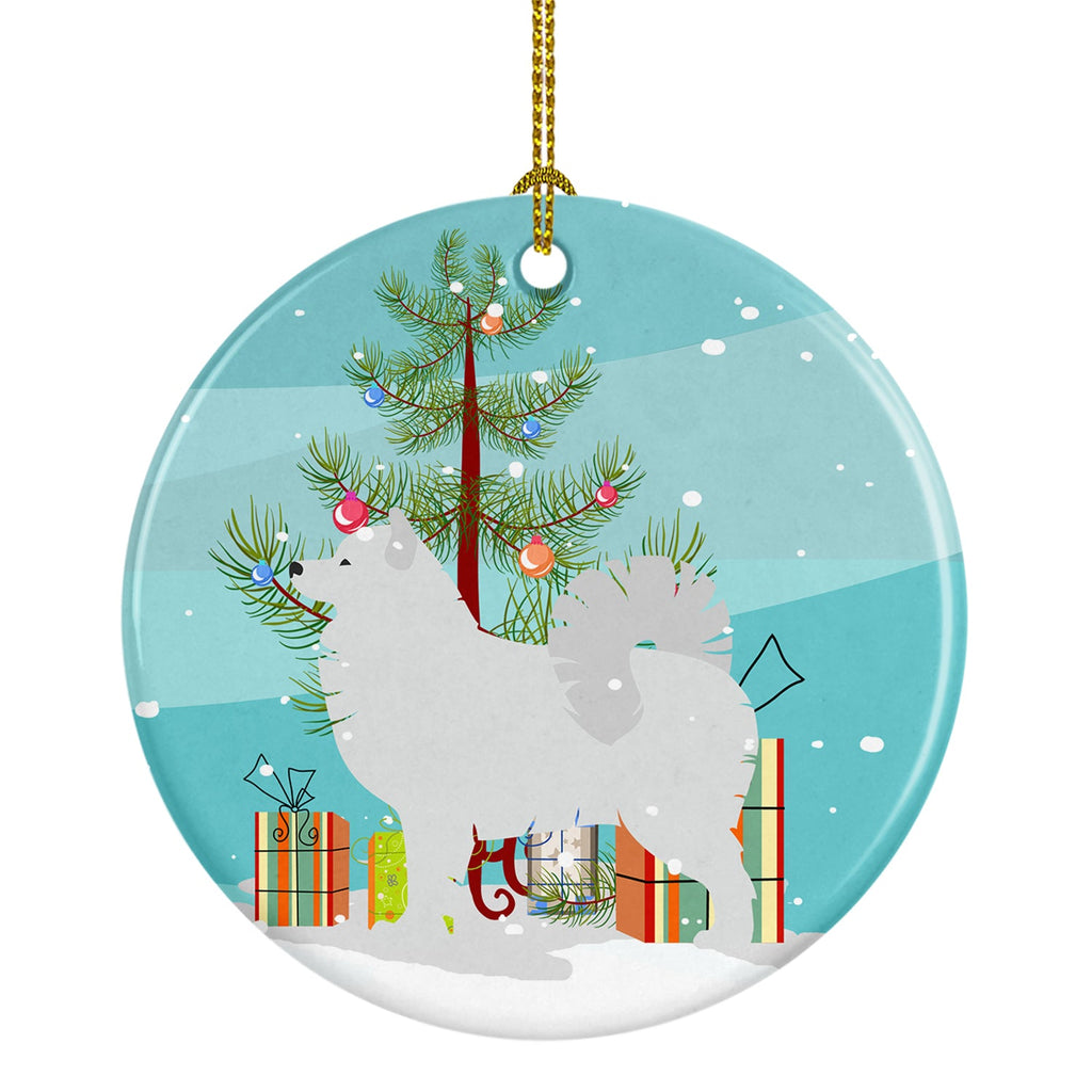 Samoyed Merry Christmas Tree Ceramic Ornament Christmas Tree Hanging Decorations for Home Christmas Holiday, Party, Gift, 3 in, Multicolor