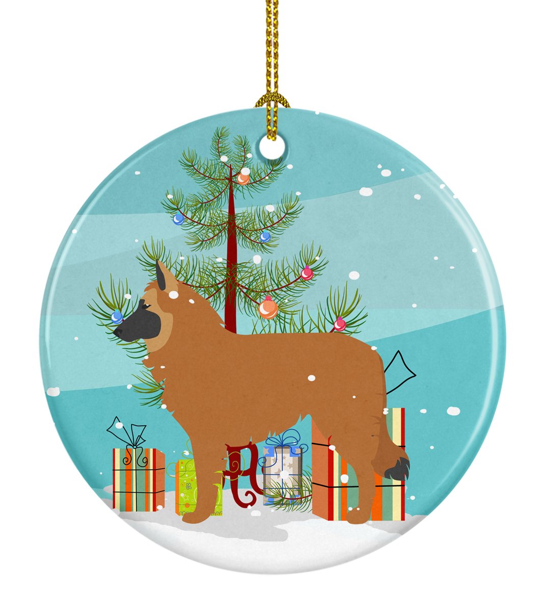 Belgian Shepherd Merry Christmas Tree Ceramic Ornament Christmas Tree Hanging Decorations for Home Christmas Holiday, Party, Gift, 3 in, Multicolor