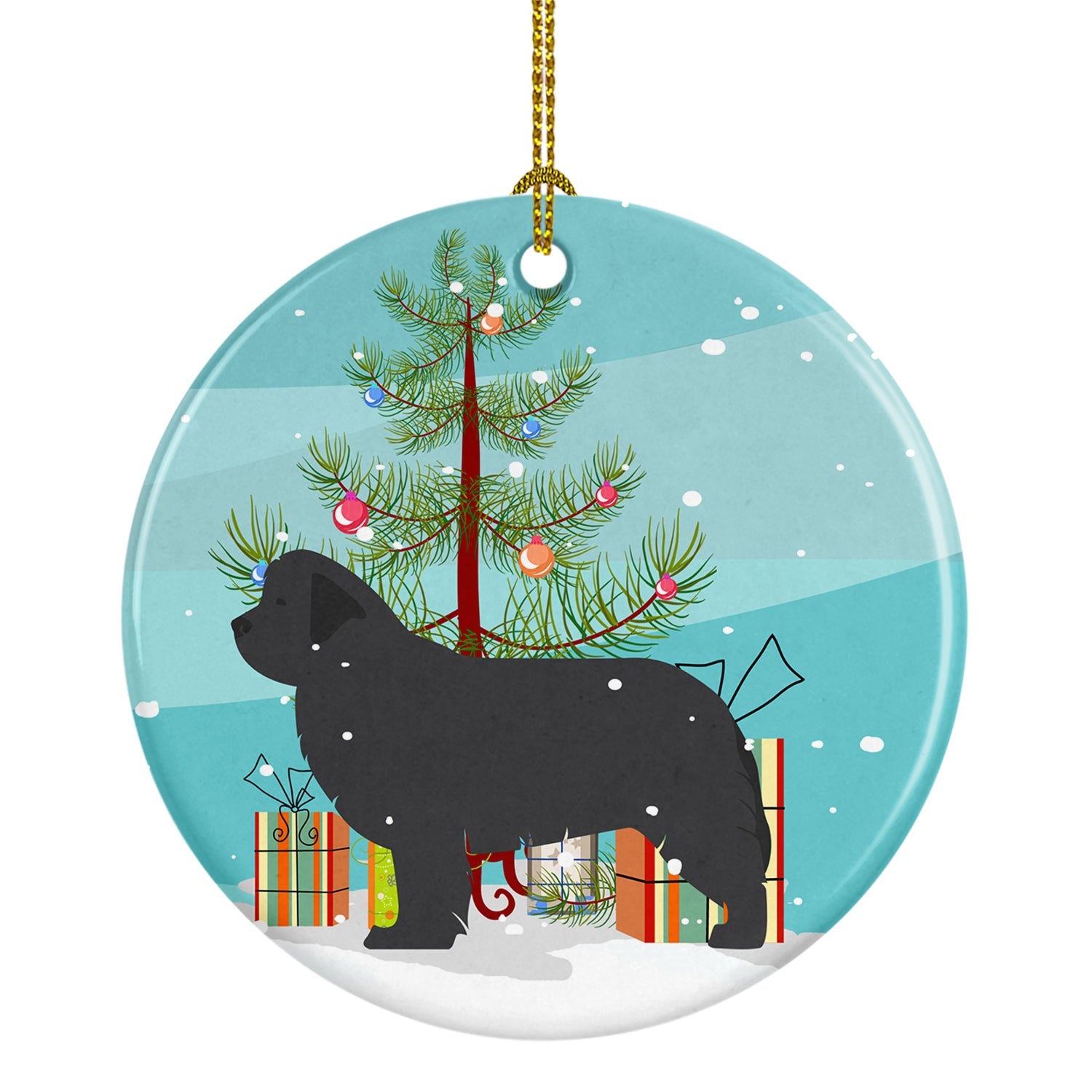 Newfoundland Merry Christmas Tree Ceramic Ornament Christmas Tree Hanging Decorations for Home Christmas Holiday, Party, Gift, 3 in, Multicolor