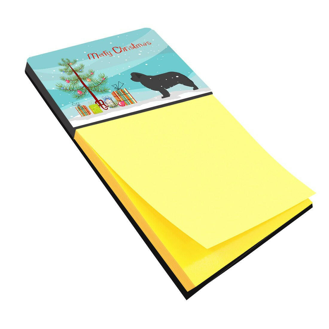 Newfoundland Merry Christmas Tree Watercolor Sticky Note Holder Refillable Dispenser Desk Accessory 3x3 Pad Gift
