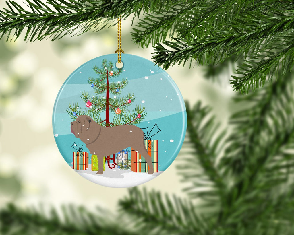 Neapolitan Mastiff Merry Christmas Tree Ceramic Ornament Christmas Tree Hanging Decorations for Home Christmas Holiday, Party, Gift, 3 in, Multicolor