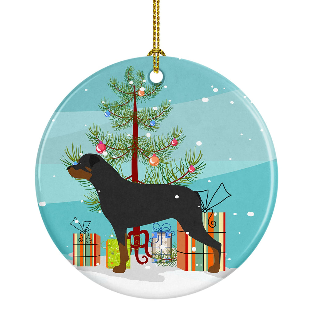 Rottweiler Merry Christmas Tree Ceramic Ornament Christmas Tree Hanging Decorations for Home Christmas Holiday, Party, Gift, 3 in, Multicolor