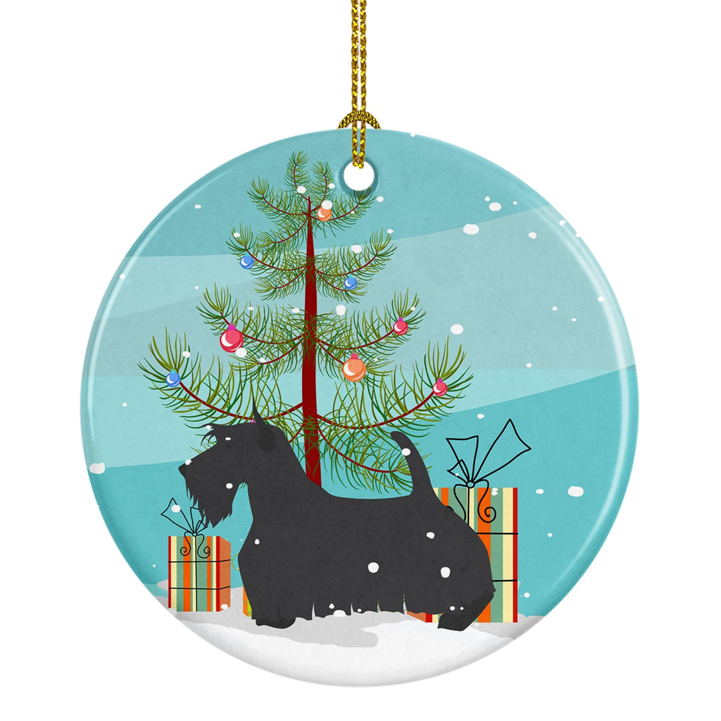 Scottish Terrier Merry Christmas Tree Ceramic Ornament Christmas Tree Hanging Decorations for Home Christmas Holiday, Party, Gift, 3 in, Multicolor