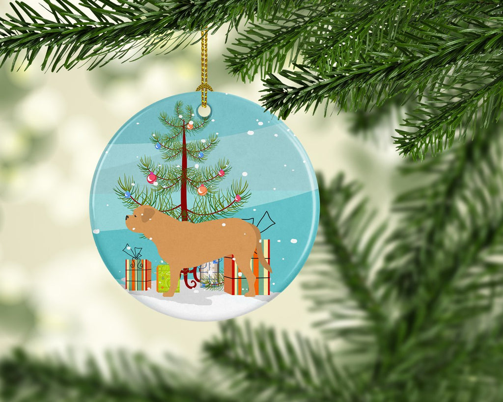 Dogue de Bordeaux Merry Christmas Tree Ceramic Ornament Christmas Tree Hanging Decorations for Home Christmas Holiday, Party, Gift, 3 in, Multicolor