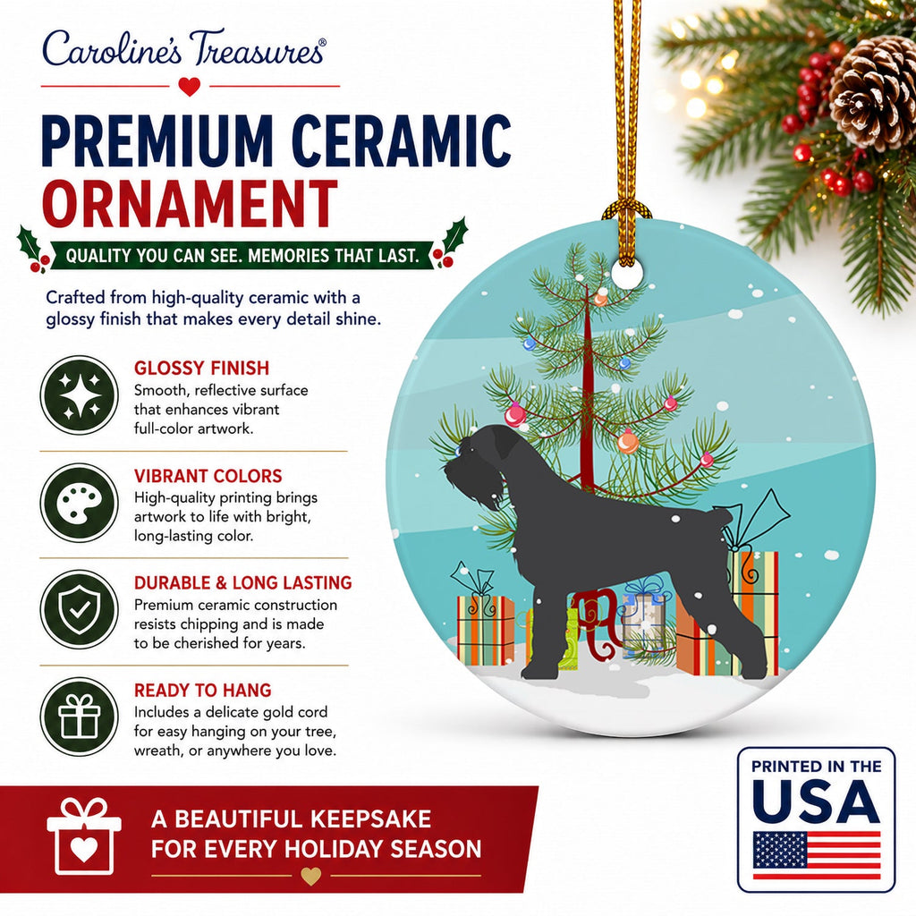 Giant Schnauzer Merry Christmas Tree Ceramic Ornament Christmas Tree Hanging Decorations for Home Christmas Holiday, Party, Gift, 3 in, Multicolor