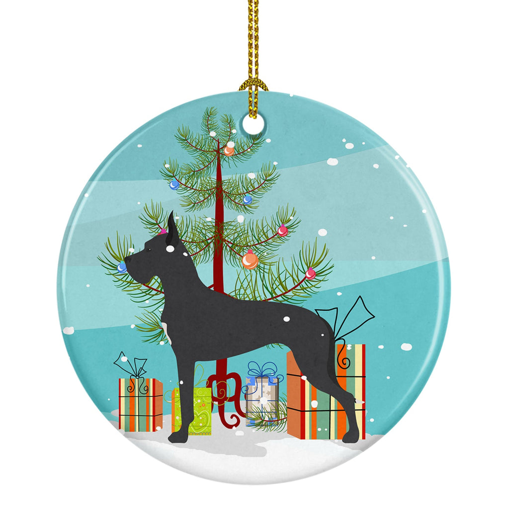 Great Dane Merry Christmas Tree Ceramic Ornament Christmas Tree Hanging Decorations for Home Christmas Holiday, Party, Gift, 3 in, Multicolor