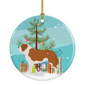 Saint Bernard Merry Christmas Tree Ceramic Ornament Christmas Tree Hanging Decorations for Home Christmas Holiday, Party, Gift, 3 in, Multicolor
