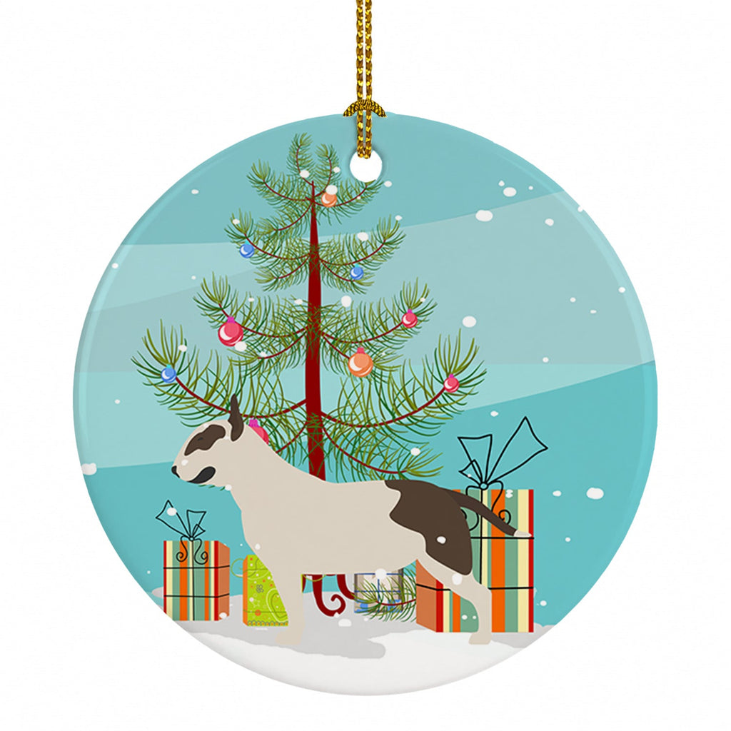 Bull Terrier Merry Christmas Tree Ceramic Ornament Christmas Tree Hanging Decorations for Home Christmas Holiday, Party, Gift, 3 in, Multicolor