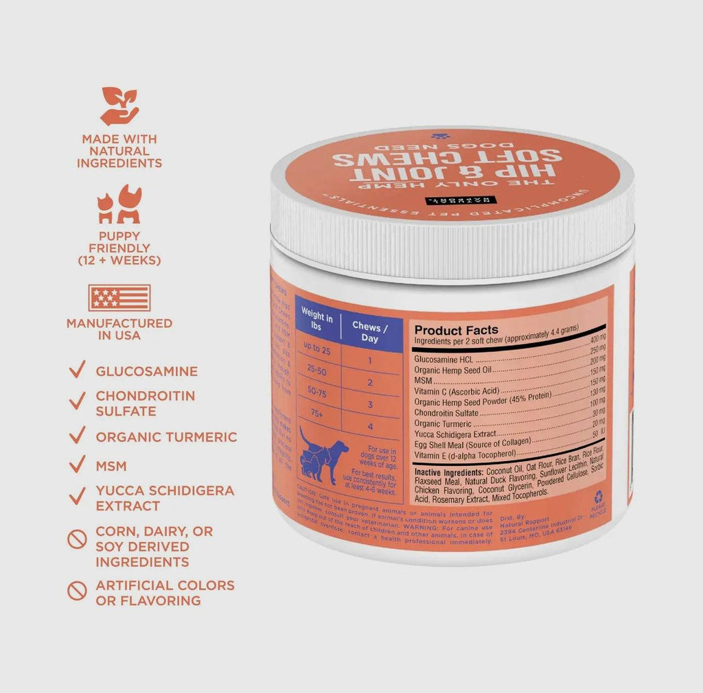 🦴🐾 Hip & Joint Support Soft Chews for Dogs – Glucosamine, Chondroitin, MSM & Turmeric