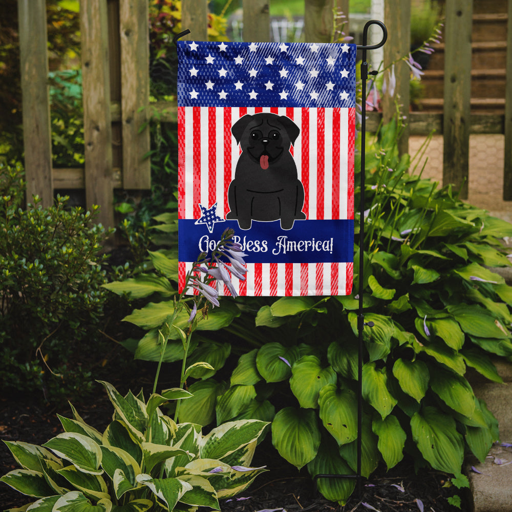 Patriotic USA Pug Black Garden Flag Mailbox Decorative Yard Banner Outside Patio Artwork for Flower Beds, Garden Size, Multicolor