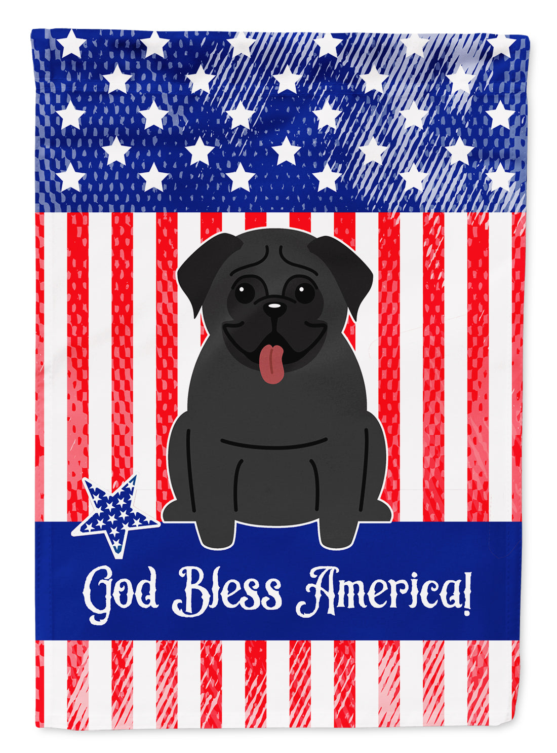 Patriotic USA Pug Black Garden Flag Mailbox Decorative Yard Banner Outside Patio Artwork for Flower Beds, Garden Size, Multicolor