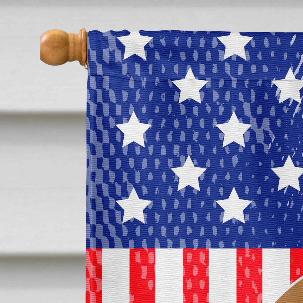 Patriotic USA Pug Brown House Flag 28x40 Porch Sleeve Pole Decorative Outside Yard Banner Artwork Wall Hanging, Polyester