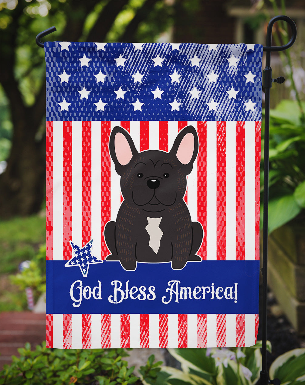 Patriotic USA French Bulldog Brindle Garden Flag Mailbox Decorative Yard Banner Outside Patio Artwork for Flower Beds, Garden Size, Multicolor