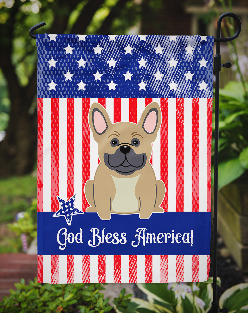Patriotic USA French Bulldog Cream Garden Flag Mailbox Decorative Yard Banner Outside Patio Artwork for Flower Beds, Garden Size, Multicolor
