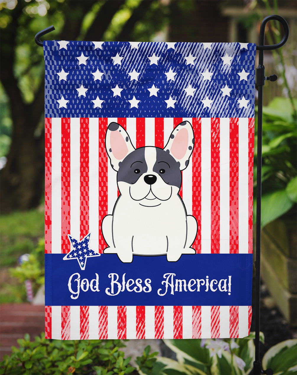 Patriotic USA French Bulldog Piebald Garden Flag Mailbox Decorative Yard Banner Outside Patio Artwork for Flower Beds, Garden Size, Multicolor