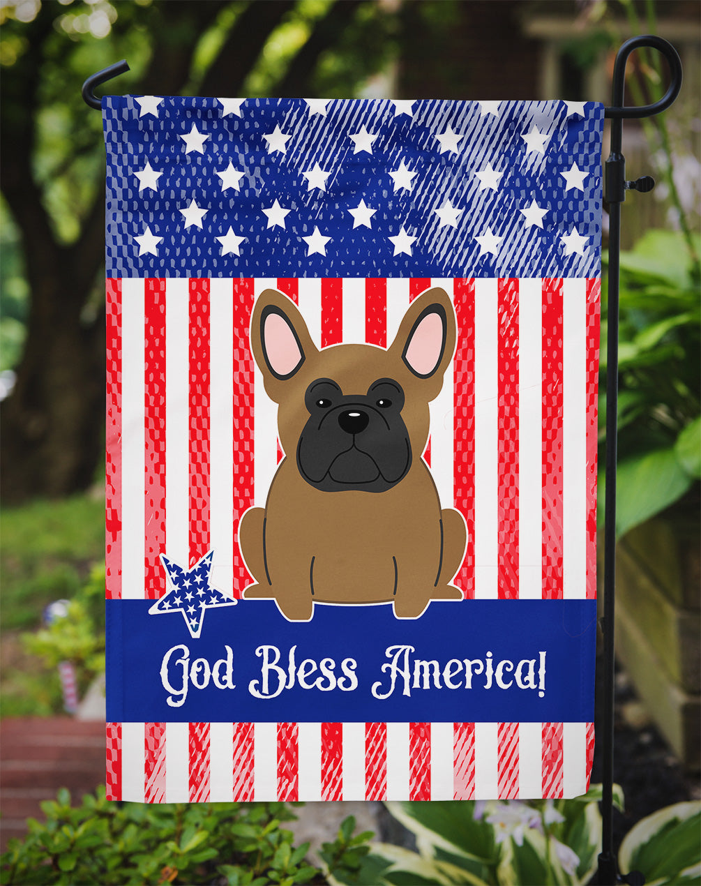 Patriotic USA French Bulldog Brown Garden Flag Mailbox Decorative Yard Banner Outside Patio Artwork for Flower Beds, Garden Size, Multicolor