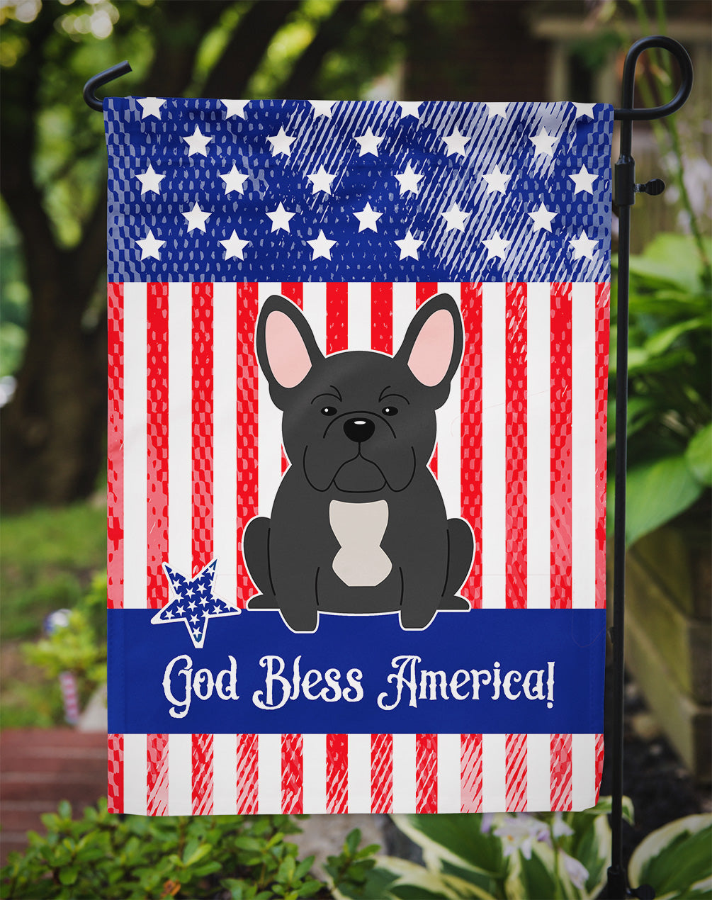 Patriotic USA French Bulldog Black Garden Flag Mailbox Decorative Yard Banner Outside Patio Artwork for Flower Beds, Garden Size, Multicolor