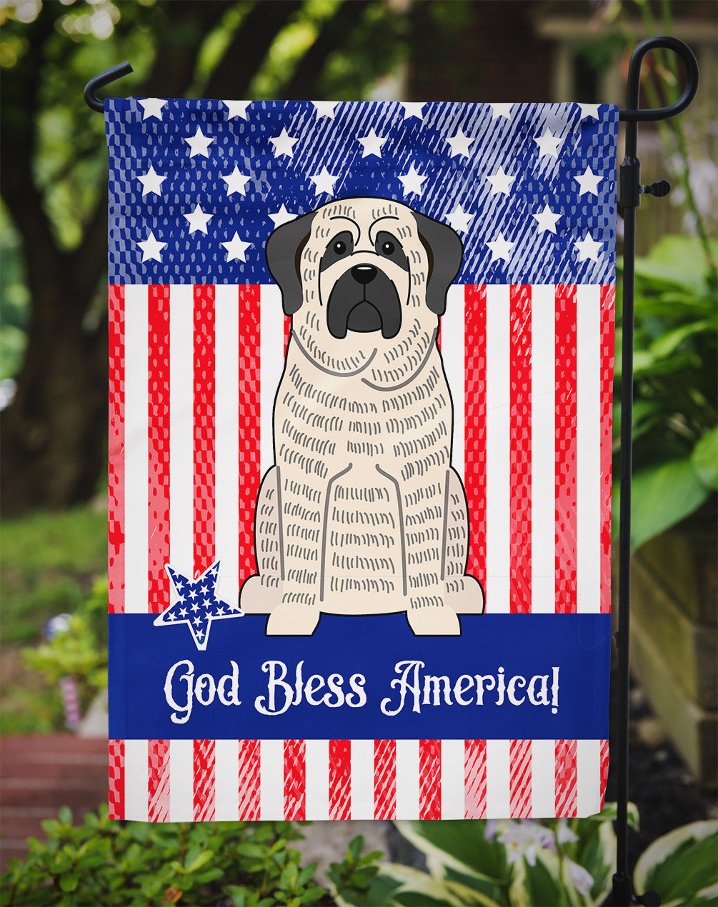 Patriotic USA Mastiff Brindle White Garden Flag Mailbox Decorative Yard Banner Outside Patio Artwork for Flower Beds, Garden Size, Multicolor