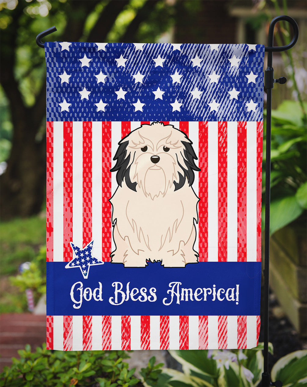 Patriotic USA Lowchen Garden Flag Mailbox Decorative Yard Banner Outside Patio Artwork for Flower Beds, Garden Size, Multicolor