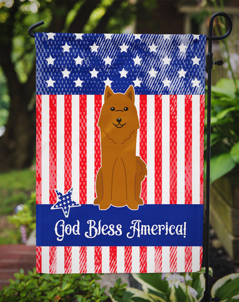 Patriotic USA Karelian Bear Dog Garden Flag Mailbox Decorative Yard Banner Outside Patio Artwork for Flower Beds, Garden Size, Multicolor