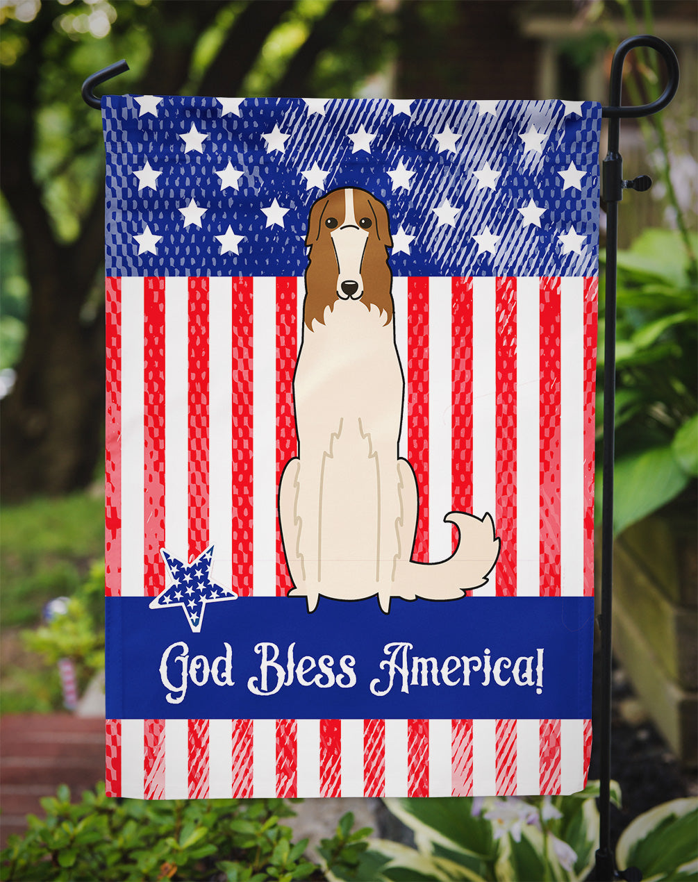 Patriotic USA Borzoi Garden Flag Mailbox Decorative Yard Banner Outside Patio Artwork for Flower Beds, Garden Size, Multicolor