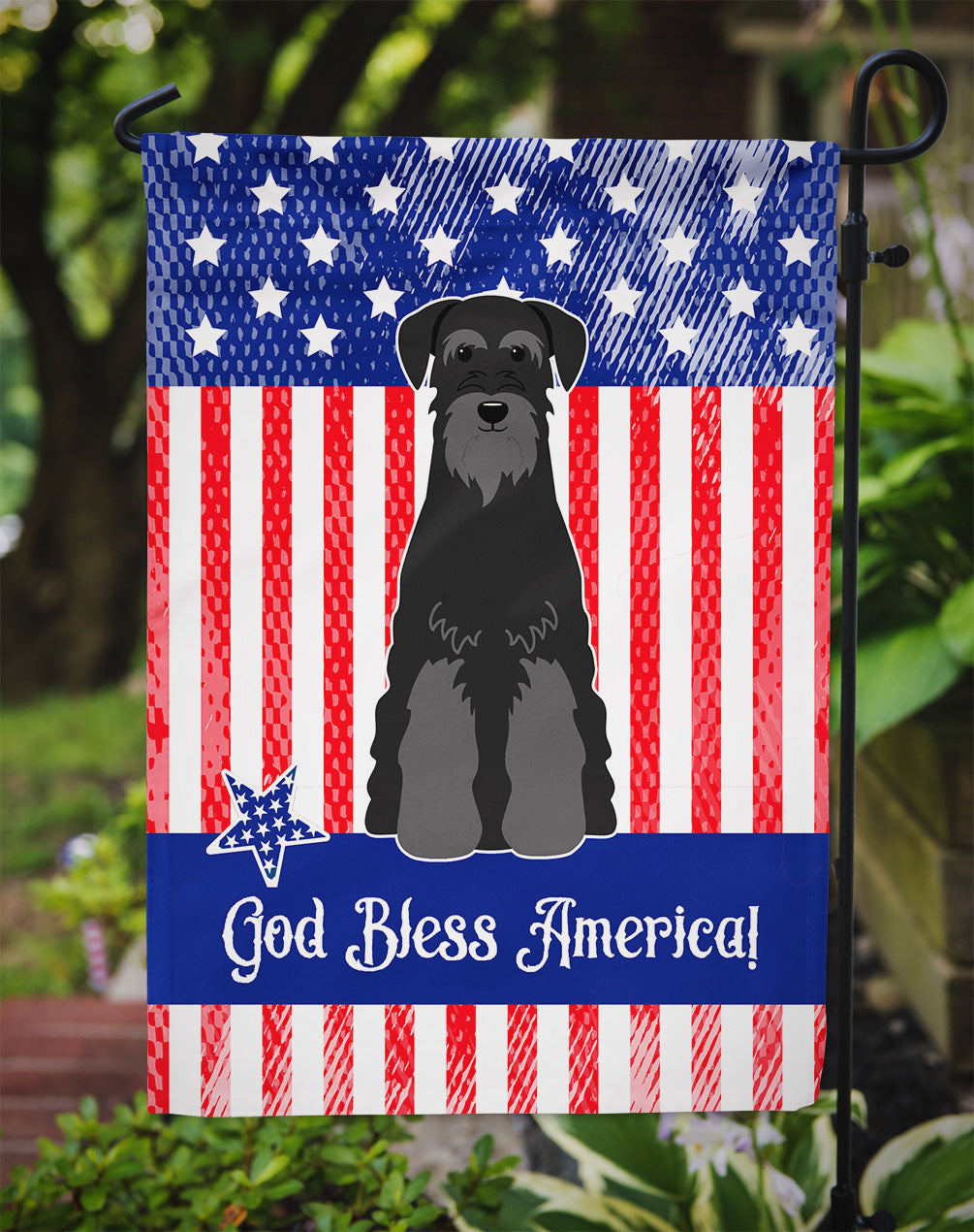 Patriotic USA Standard Schnauzer Black Garden Flag Mailbox Decorative Yard Banner Outside Patio Artwork for Flower Beds, Garden Size, Multicolor