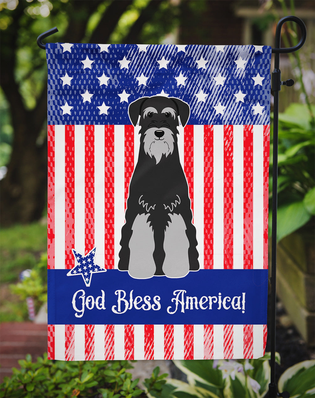 Patriotic USA Standard Schnauzer Black Grey Garden Flag Mailbox Decorative Yard Banner Outside Patio Artwork for Flower Beds, Garden Size, Multicolor