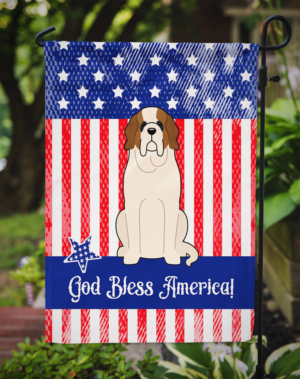 Patriotic USA Saint Bernard Garden Flag Mailbox Decorative Yard Banner Outside Patio Artwork for Flower Beds, Garden Size, Multicolor