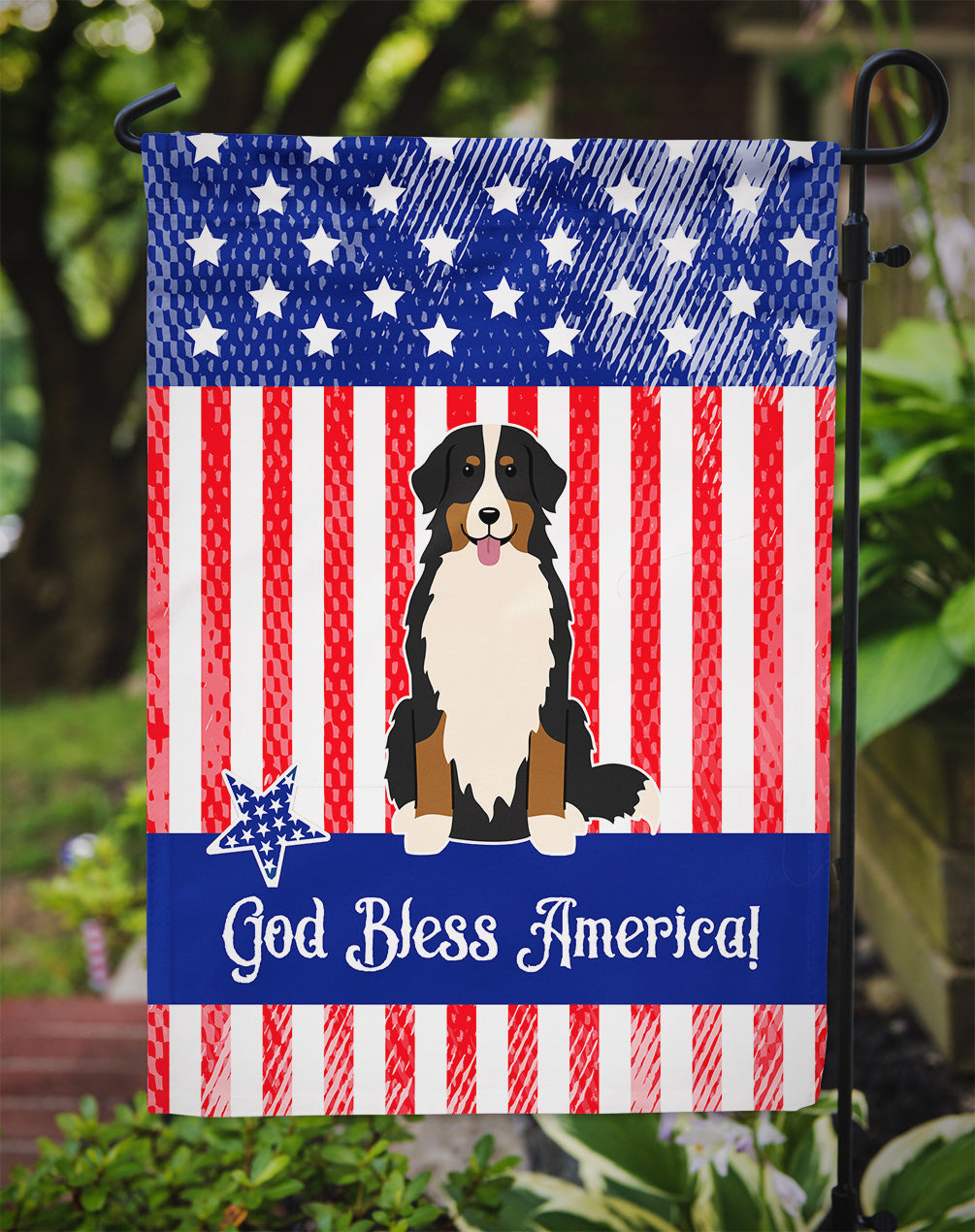 Patriotic USA Bernese Mountain Dog Garden Flag Mailbox Decorative Yard Banner Outside Patio Artwork for Flower Beds, Garden Size, Multicolor