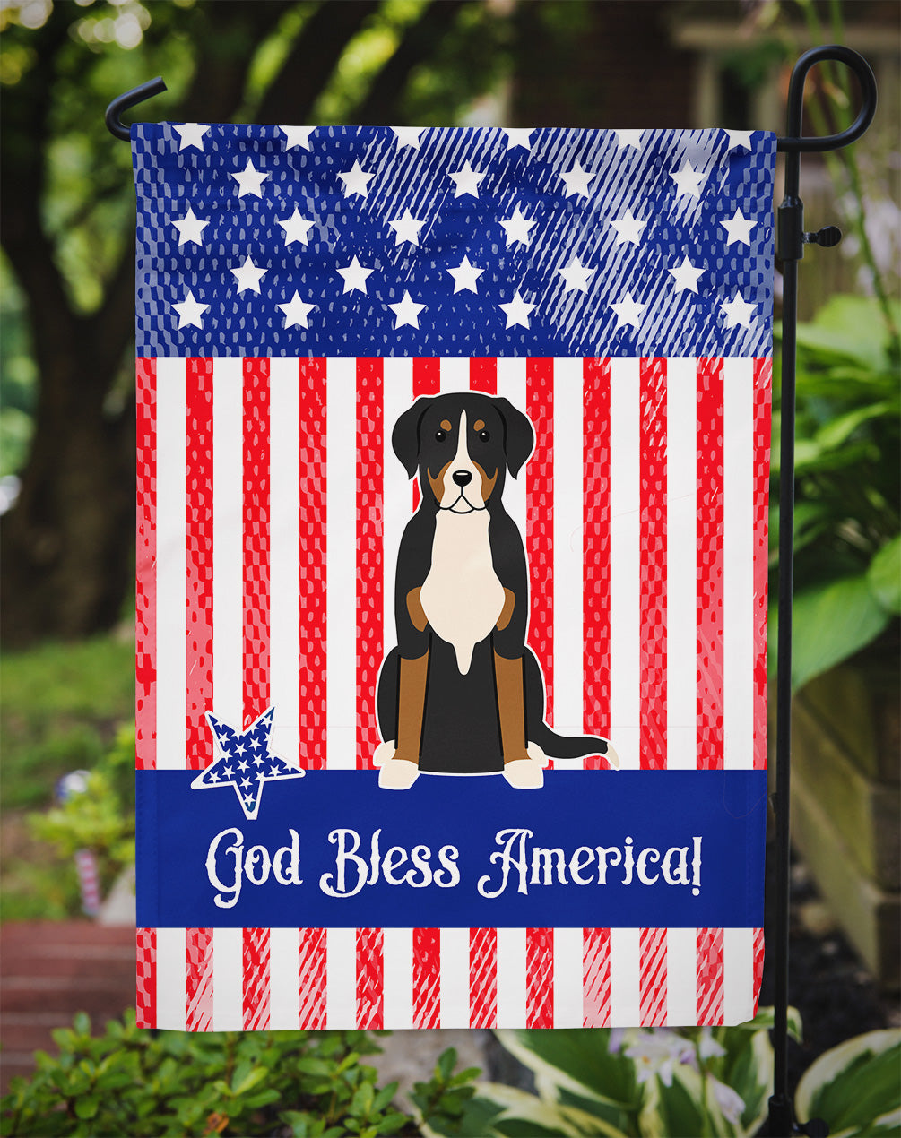 Patriotic USA Greater Swiss Mountain Dog Garden Flag Mailbox Decorative Yard Banner Outside Patio Artwork for Flower Beds, Garden Size, Multicolor
