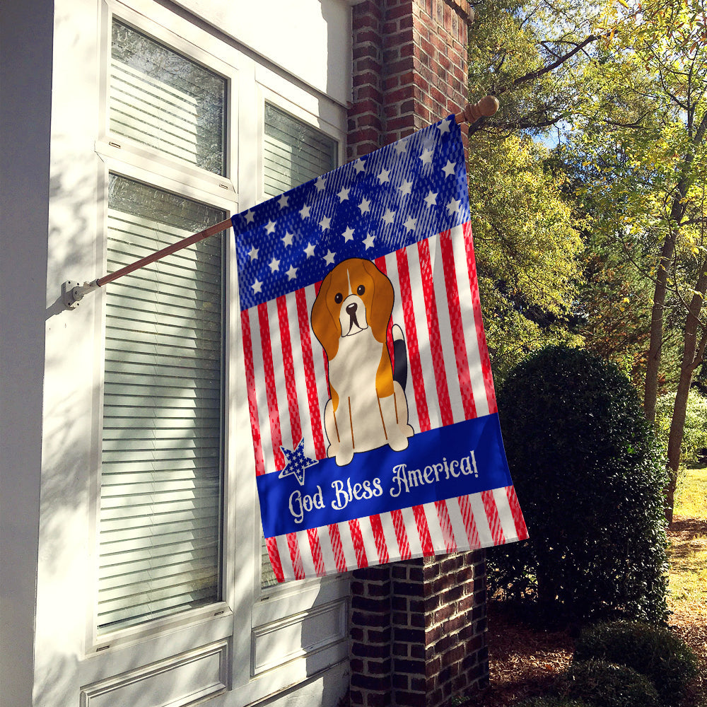 Patriotic USA Beagle Tricolor House Flag 28x40 Porch Sleeve Pole Decorative Outside Yard Banner Artwork Wall Hanging, Polyester