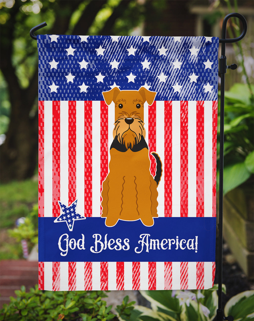 Patriotic USA Airedale Garden Flag Mailbox Decorative Yard Banner Outside Patio Artwork for Flower Beds, Garden Size, Multicolor