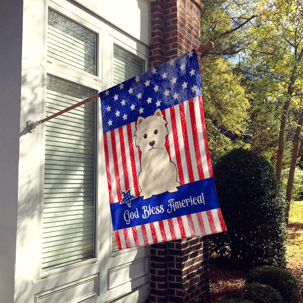 Patriotic USA Westie House Flag 28x40 Porch Sleeve Pole Decorative Outside Yard Banner Artwork Wall Hanging, Polyester