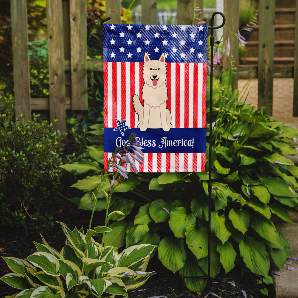 Patriotic USA White German Shepherd Garden Flag Mailbox Decorative Yard Banner Outside Patio Artwork for Flower Beds, Garden Size, Multicolor