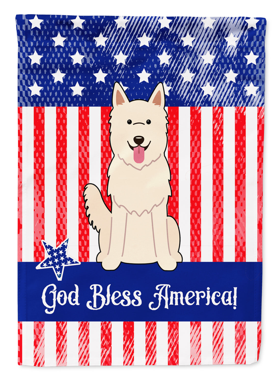 Patriotic USA White German Shepherd Garden Flag Mailbox Decorative Yard Banner Outside Patio Artwork for Flower Beds, Garden Size, Multicolor