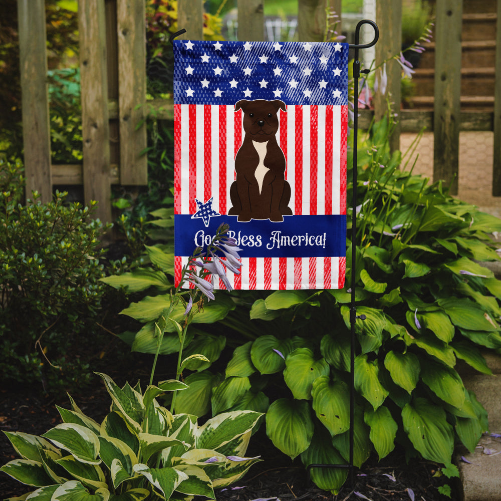 Patriotic USA Staffordshire Bull Terrier Chocolate Garden Flag Mailbox Decorative Yard Banner Outside Patio Artwork for Flower Beds, Garden Size, Multicolor