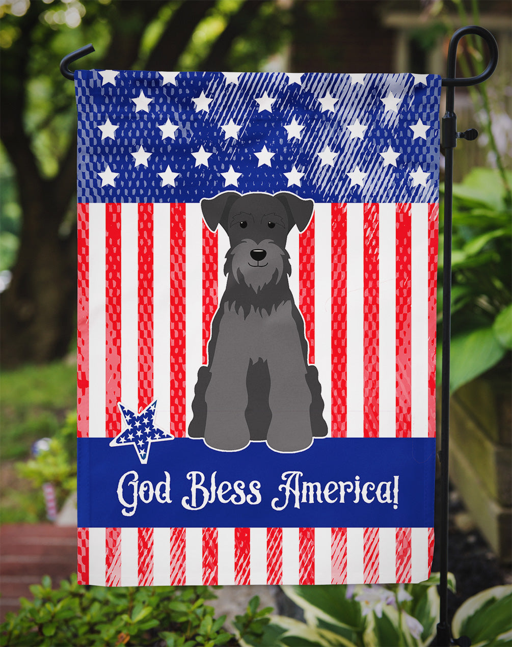 Patriotic USA Miniature Schnauzer Black Garden Flag Mailbox Decorative Yard Banner Outside Patio Artwork for Flower Beds, Garden Size, Multicolor