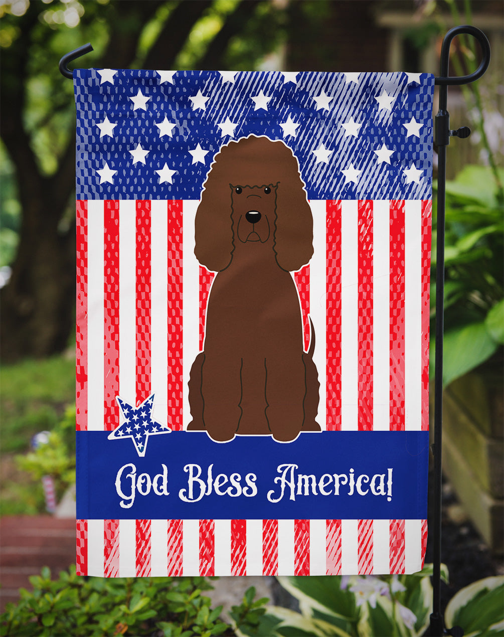 Patriotic USA Irish Water Spaniel Garden Flag Mailbox Decorative Yard Banner Outside Patio Artwork for Flower Beds, Garden Size, Multicolor
