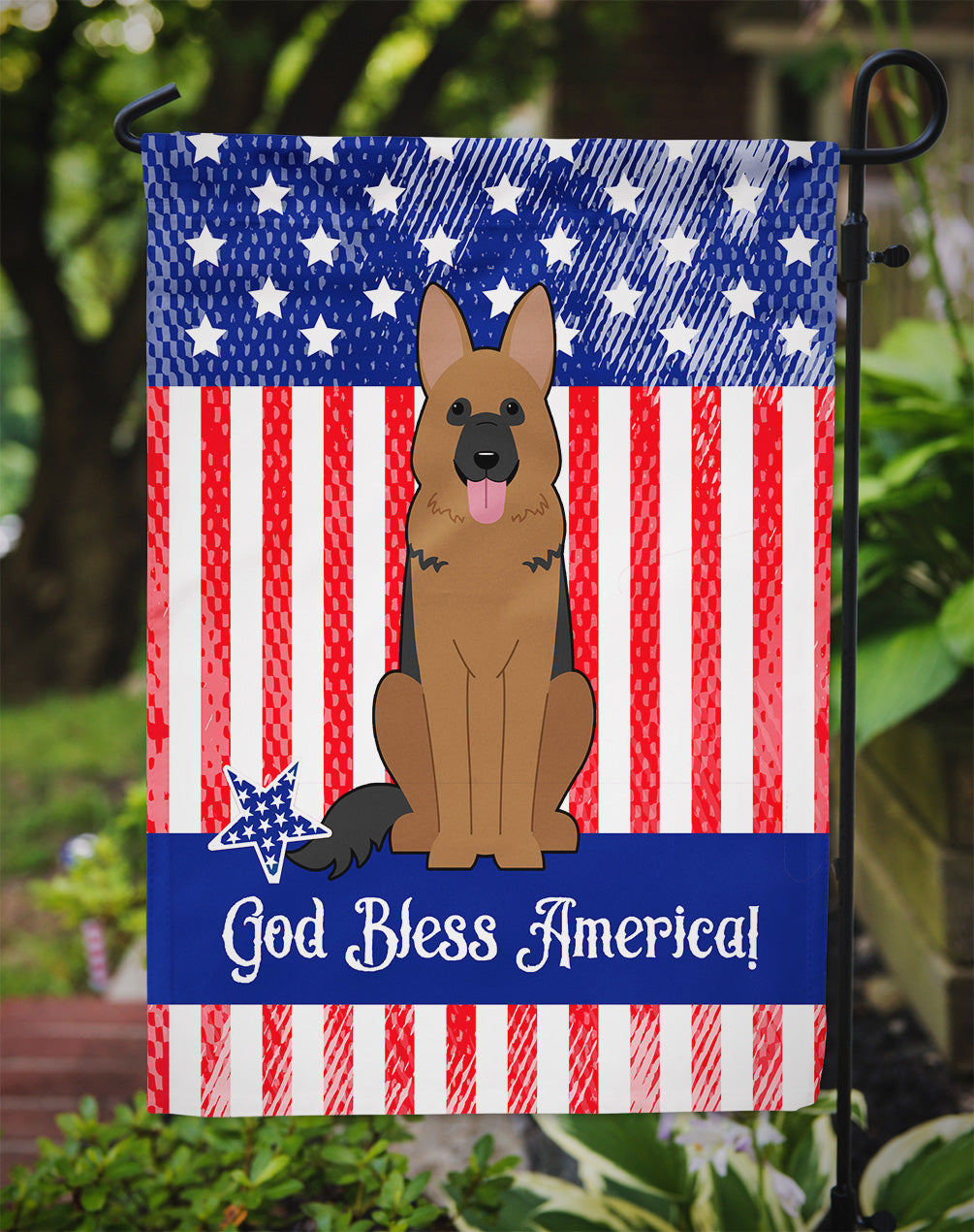 Patriotic USA German Shepherd Garden Flag Mailbox Decorative Yard Banner Outside Patio Artwork for Flower Beds, Garden Size, Multicolor