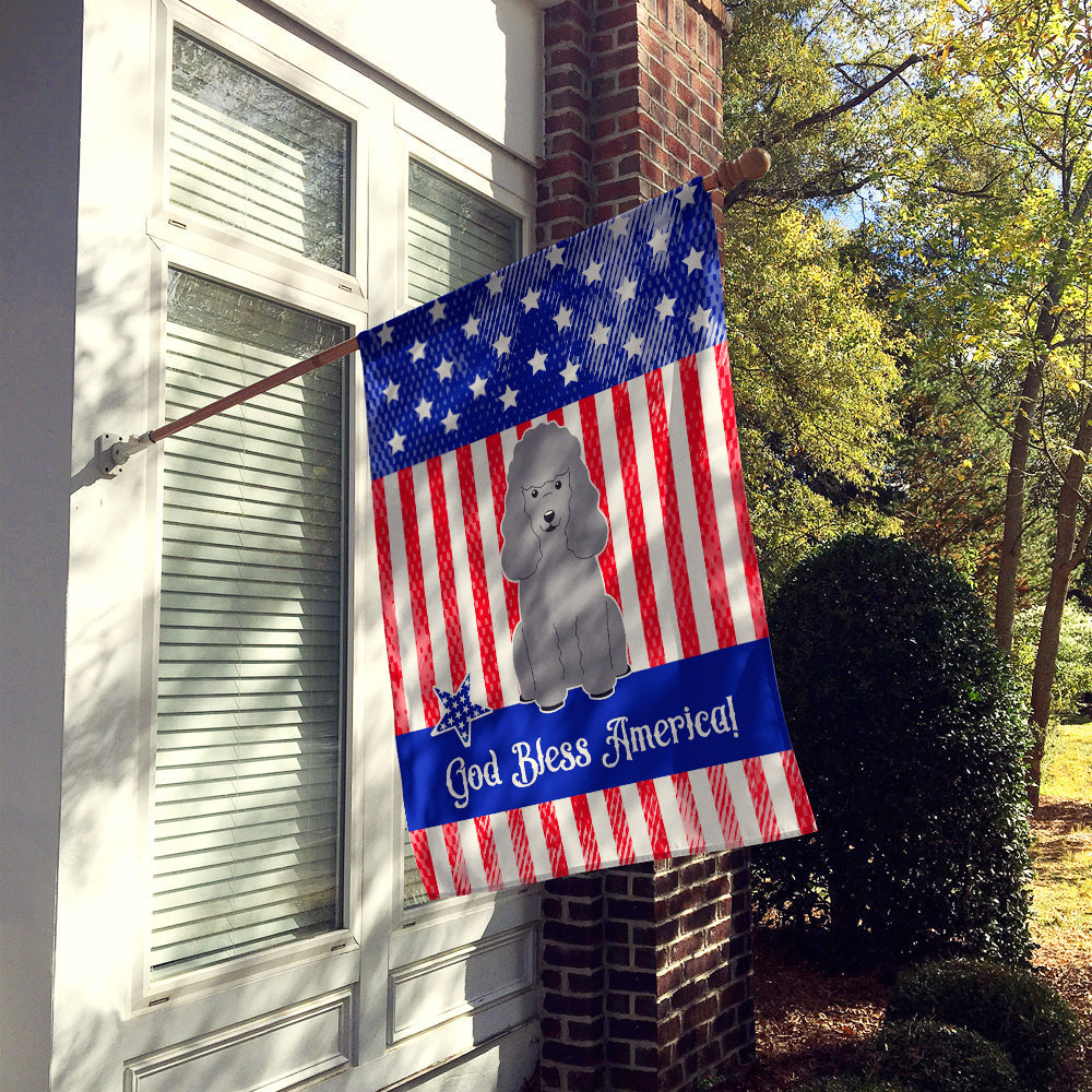 Patriotic USA Poodle Silver House Flag 28x40 Porch Sleeve Pole Decorative Outside Yard Banner Artwork Wall Hanging, Polyester