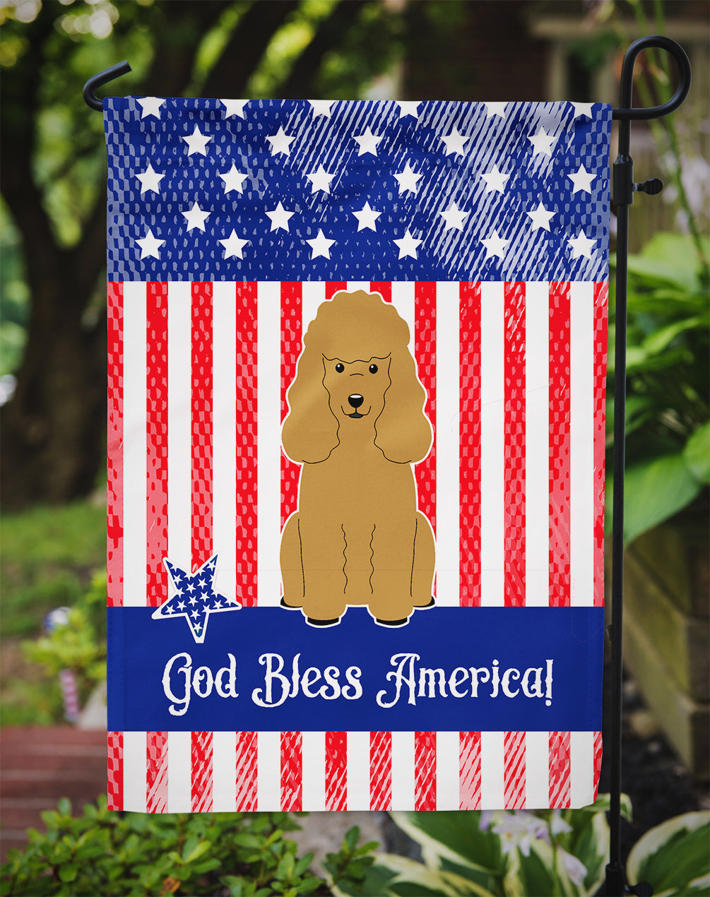 Patriotic USA Poodle Tan Garden Flag Mailbox Decorative Yard Banner Outside Patio Artwork for Flower Beds, Garden Size, Multicolor