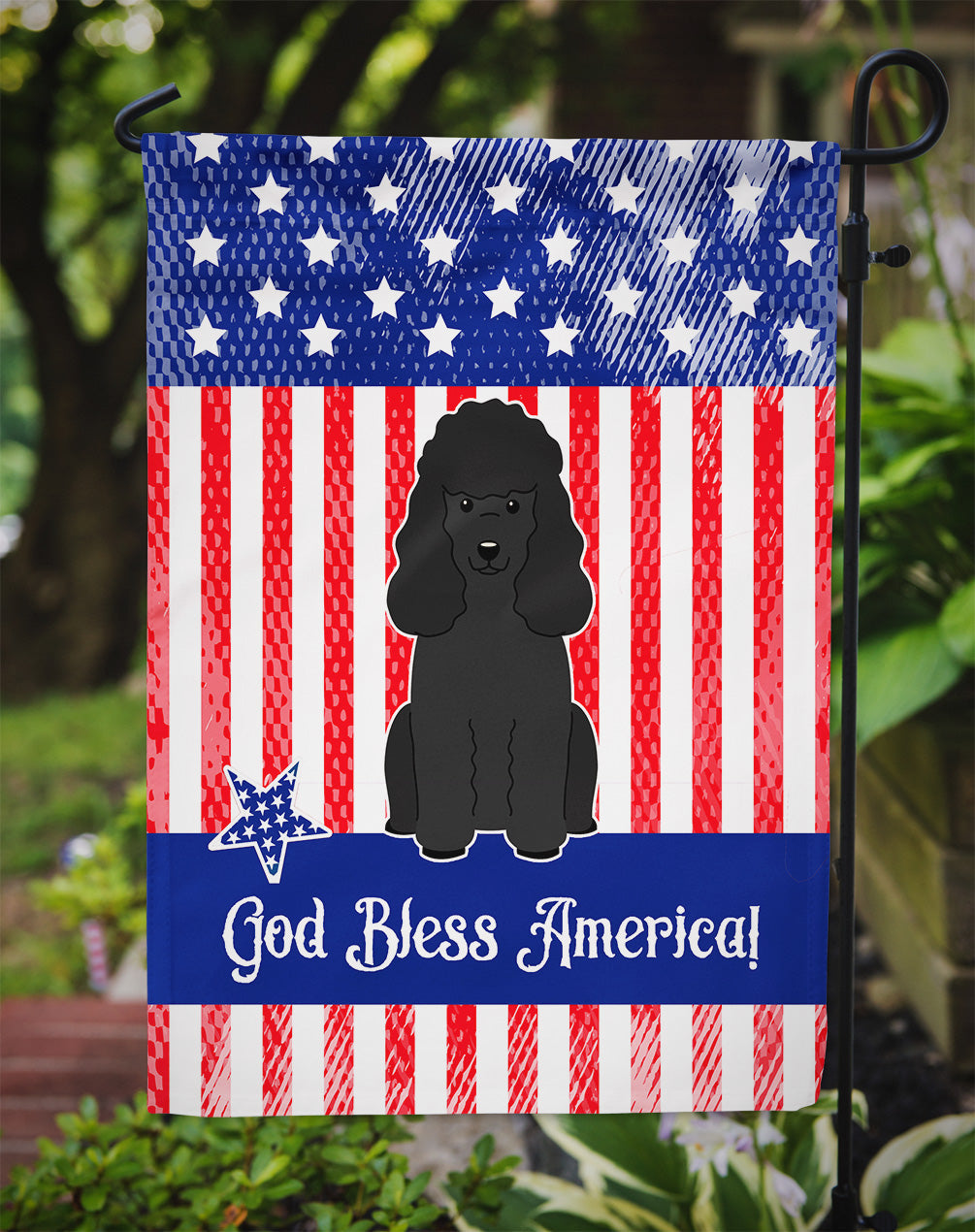 Patriotic USA Poodle Black Garden Flag Mailbox Decorative Yard Banner Outside Patio Artwork for Flower Beds, Garden Size, Multicolor
