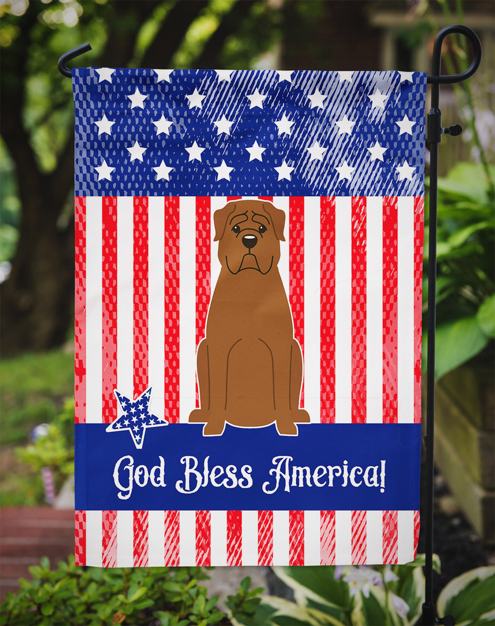 Patriotic USA Dogue de Bourdeaux Garden Flag Mailbox Decorative Yard Banner Outside Patio Artwork for Flower Beds, Garden Size, Multicolor